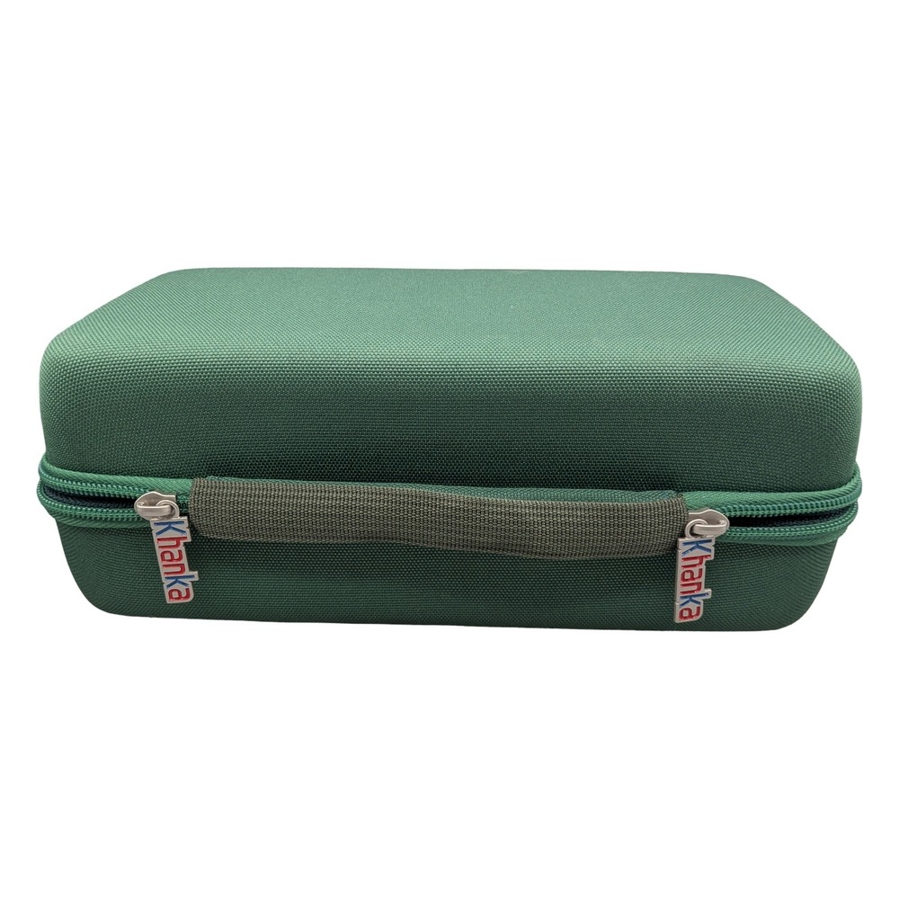 Khanka Hard Travel Case Green Zippered Storage Bag with Handle 10x4x3